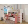 TRS-SPAIN Poschodová posteľ s písacím stolom Bo10 - cascina, flamingo pink