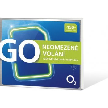 Predplatená SIM karta O2 s kreditom 150 Kč, neobmedzené volanie + 300 MB za 25 Kč/deň