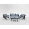 Garden Line SÚPRAVA ZÁHRADNÉHO NÁBYTKU Z TKANÉHO LANÁ (2 KRESLÁ + SOFA + STÔL) – ANTRACITOVÁ, VANKÚŠE – ŠEDÁ *8500