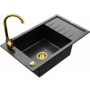 Granitový drez s kuchynskou batériou MEXEN ELIAS čierno-zlatý II