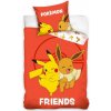 Carbotex Bavlnené obliečky 140x200 + 70x90 cm - Pokémon Eevee a Pikachu
