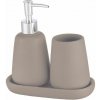 BISK Erga Milo, keramická súprava dávkovača na mydlo a pohára na kefky, béžová matná, ERG-08233