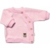 Baby Nellys detský pletený svetrík s gombíkmi zap. bokom Handmade ružový