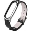 Xiaomi Mi Band 3/4/5/6 Kožený style remienok Farba: Čiernostrieborná MBSCZ-5KO03