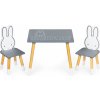 ECOTOYS Detský drevený stôl s dvoma stoličkami Bunny