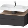 Duravit Qatego skrinka 99x47x59 cm závesná kúpeľňová skrinka pod umývadlo grafitová-dub QA4395055490010