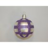 ONREX Vianočná ozdoba sklenená guľa biela/fialová prúžky pr. 7 cm
