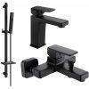 Sada batérií MEXEN CETUS III umývadlová batéria + vaňová batéria so sprchou čierna