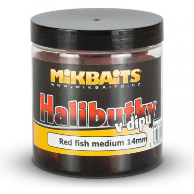 Mikbaits Halibutky v dipe 250ml - Red fish Halibut 14mm