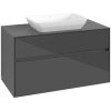 VILLEROY & BOCH Collaro závesná skrinka pod umývadlo na dosku (umývadlo v strede), 2 zásuvky, 1000 x 500 x 548 mm, Glossy Grey, C10900FP