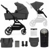 KINDERKRAFT SELECT Kočík kombinovaný Yoxi 2v1 Moonlight Grey + Fusak 3v1 Jibot Horizontal Ink Black