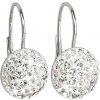 Evolution Group strieborné náušnice visiace s kryštálmi Swarovski biele okrúhle 31176.1