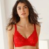 Zmenšujúca podprsenka Guspini zn. Confidence Lingerie® z čipky a tylu, s kosticami červená 120 Blancheporte