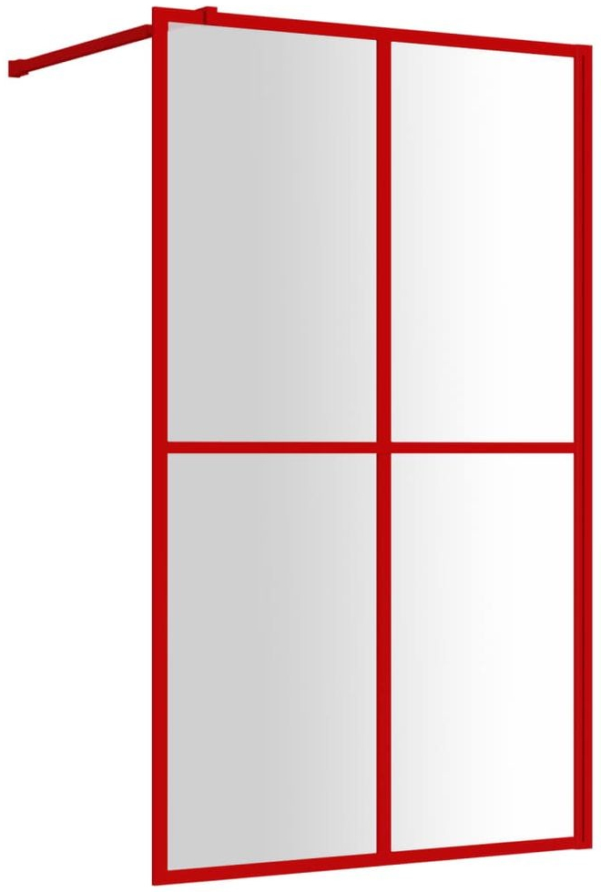 vidaXL Sprchová zástena s priehľadným ESG sklom, červená 118x195 cm