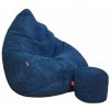Supplies sedací vak s podnožkou DOT RELAX z plyšoviny - modrá farba