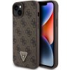 Obal / kryt na Apple iPhone 15 Plus hnedé - Guess PU 4G Strass Triangle Metal Logo