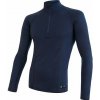 Tričko dlhé pánske SENSOR MERINO DOUBLE FACE zips tm. modré XL