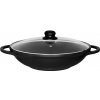 KERAMICKÝ WOK S RÚČKAMI ČIERNY OKRÚHLY S POKRIEVKOU Ø 32 cm