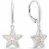 Brilio Silver Strieborné visiace náušnice Hviezdičky s bielymi opálmi EA1162W