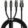 Baseus Tungsten Gold 3in1 kábel USB na Micro + Lightning + Type-C, 1,5m, čierny CAMLTWJ-01