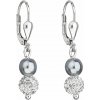 Strieborné náušnice visiace s krištáľmi Preciosa šedé okrúhle 31244.3 Grey