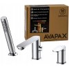 Vaňová batéria stojaca na okraj vane, 3-otvorová so sprchou, strieborná Avapax