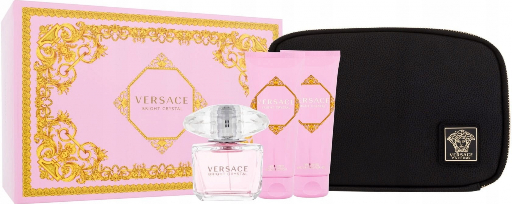 Versace Bright Crystal sprchový gél 100 ml + telový krém 100 ml + EDT 90 ml + kozmetická taška darčeková sada