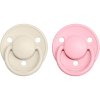BIBS De Lux Natural Rubber Size 1: 0+ months cumlík Ivory / Baby Pink 2 ks