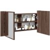 vidaXL LED kúpeľňová zrkadlová skrinka hnedý dub 90x12x45 cm akryl 834969