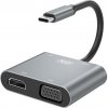 AppleMix Adaptér / rozbočovač XO 4v1 - USB-C na USB-A + USB-C + HDMI + VGA - sivý