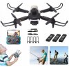Skladací dron s HD 1080P kamerou, čierny, plastový, s 2 batériami 1800 mAh