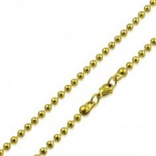 Šperky eshop Retiazka zlatej farby z chirurgickej ocele lesklé guľôčky oddelené paličkami S33.09