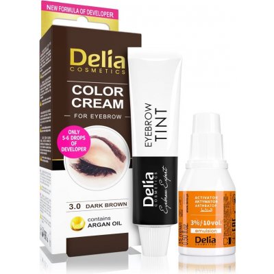 Delia Cosmetics Argan Oil farba na obočie odtieň 3.0 Dark Brown 15 ml