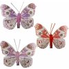 Motýlik ružový, fialový, červený so štipcom mix 6 x 7 cm / 3 ks