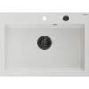 Mexen Elix žulový drez s 1 komorou 700 x 500 mm, biely, čierny sifón - 6526701005-20-B
