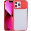 AppleKing polopriehľadný kryt s posuvnou krytkou šošovky fotoaparátu pre iPhone 13 - červený - možnosť vrátiť tovar ZADARMO do 30tich dní