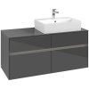 VILLEROY & BOCH Collaro závesná skrinka pod umývadlo na dosku (umývadlo vpravo), 4 zásuvky, s LED osvetlením, 1200 x 500 x 548 mm, Glossy Grey, C130B0FP