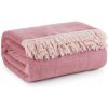 Obojstranná ružová deka AKRYL strapce 220X240