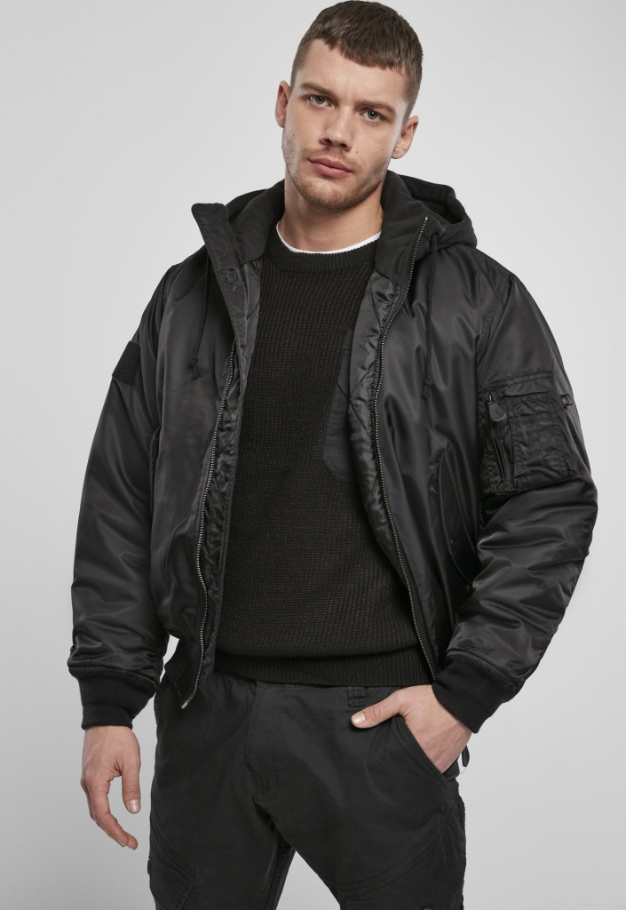 Urban Classics Hooded MA1 bomber jacket Black