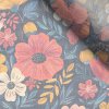 Takoy Mäkký tyl farebné kvety na tmavomodrej-NS-15257