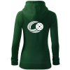 Florbal lopta - Mikina dámska trendy zipper s kapucňou - S ( Fľaškovozelená )