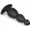 Sinner Gear Long Hollow Silicone Butt Plug, čierny análny tunel 19 x 1,5–4,8 cm
