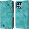 Peňaženkové kožené puzdro Global Embossed na Honor X8a - Tyrkysová