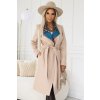 Numoco Poľský pohodlný kabát s farebnou vsadkou pri golieri béžová 582-1 Béžová