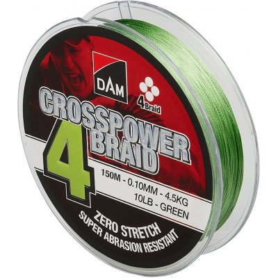 DAM Šnúra Crosspower 4-Braid Green 150m 0,20mm 9,9kg 22lb (66579)