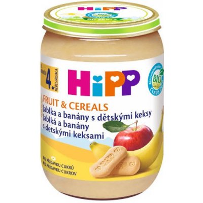 HiPP Bio Jablká a banány s detskými keksami od uk. 4. mesiaca 190 g
