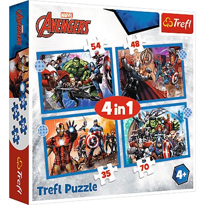 Trefl Puzzle 4v1 - Odvážni Avengeri / Disney Marvel The Avengers 34386