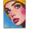 Vymalujsisam.sk Diamantové maľovanie - Pop art - Žena v čiapke Veľkosť: 30x40cm, Rám: Na kartónovej doske, Diamanty: Okrúhle