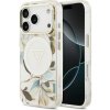 Guess - IML Metal Glitter Flowers Triangle MagSafe puzdro pre iPhone 17 Pro Max - biele