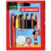 Buntstift, Wasserfarbe & Wachsmalkreide - STABILO woody 3 in 1 - 6er Pack mit Spitzer - mit 6 verschiedenen Farben